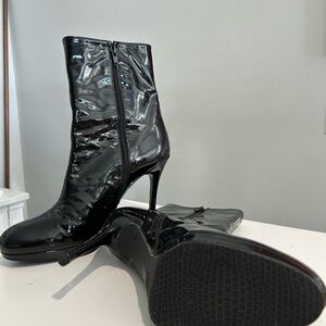 Black Patent Leather Ankle Boots